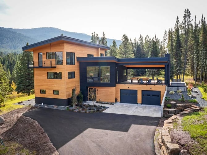 Exterior of Bridger Canyon Passive Haus in Gallatin County, MT